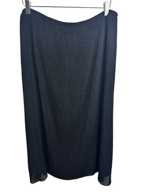 Eileen Fisher Black Pleated Skirt Recycled Polyester Fully Lined Midi Sz M